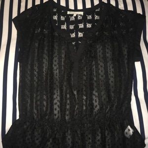 ❤️❤️ Daniel Riann Sheer Swiss Dot/Lace Blouse